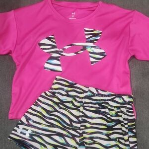 Under Armour Fuchsia Top and Multicolor Zebra Shorts
